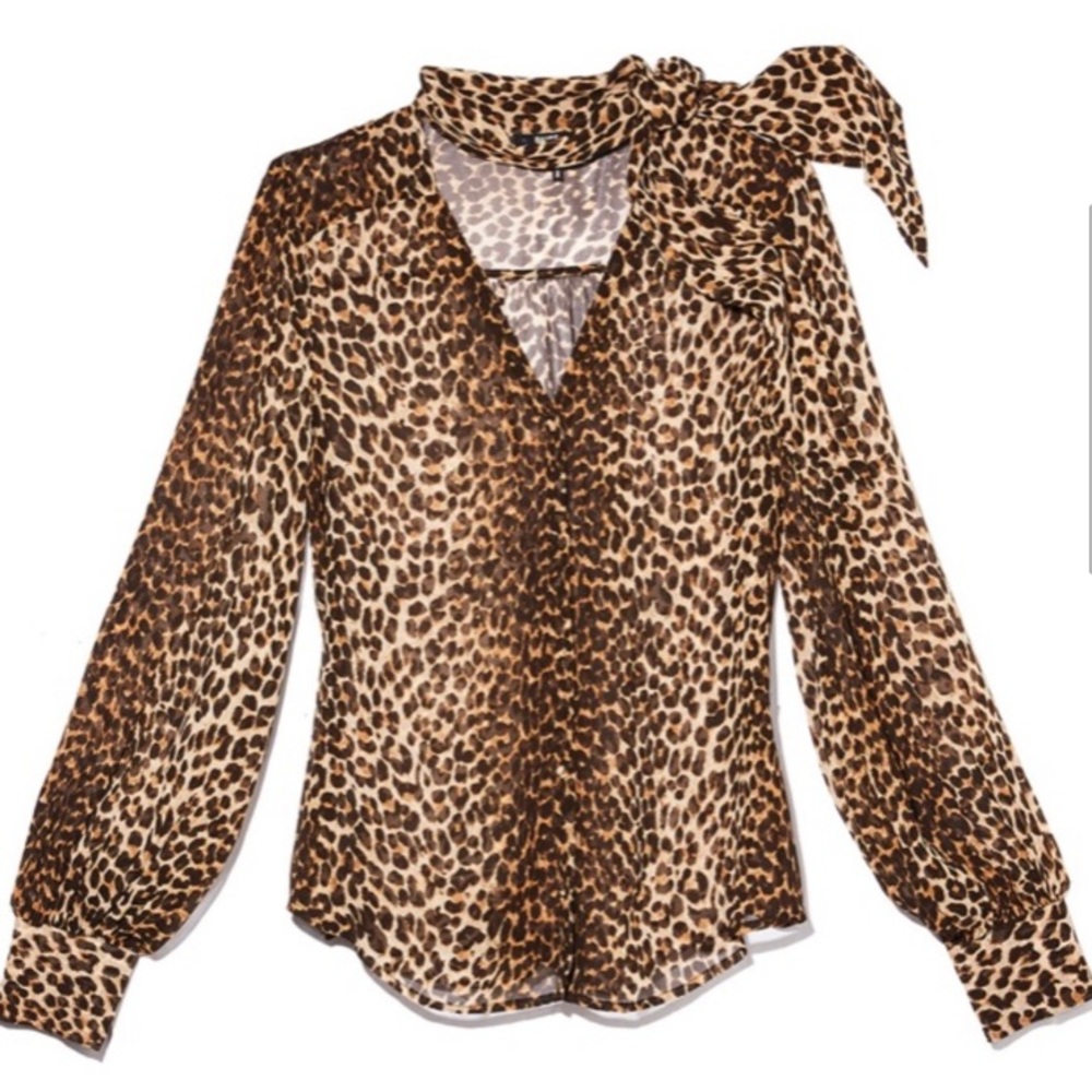 PAIGE 100% Silk Cleobelle Black Tie Neck Blouse